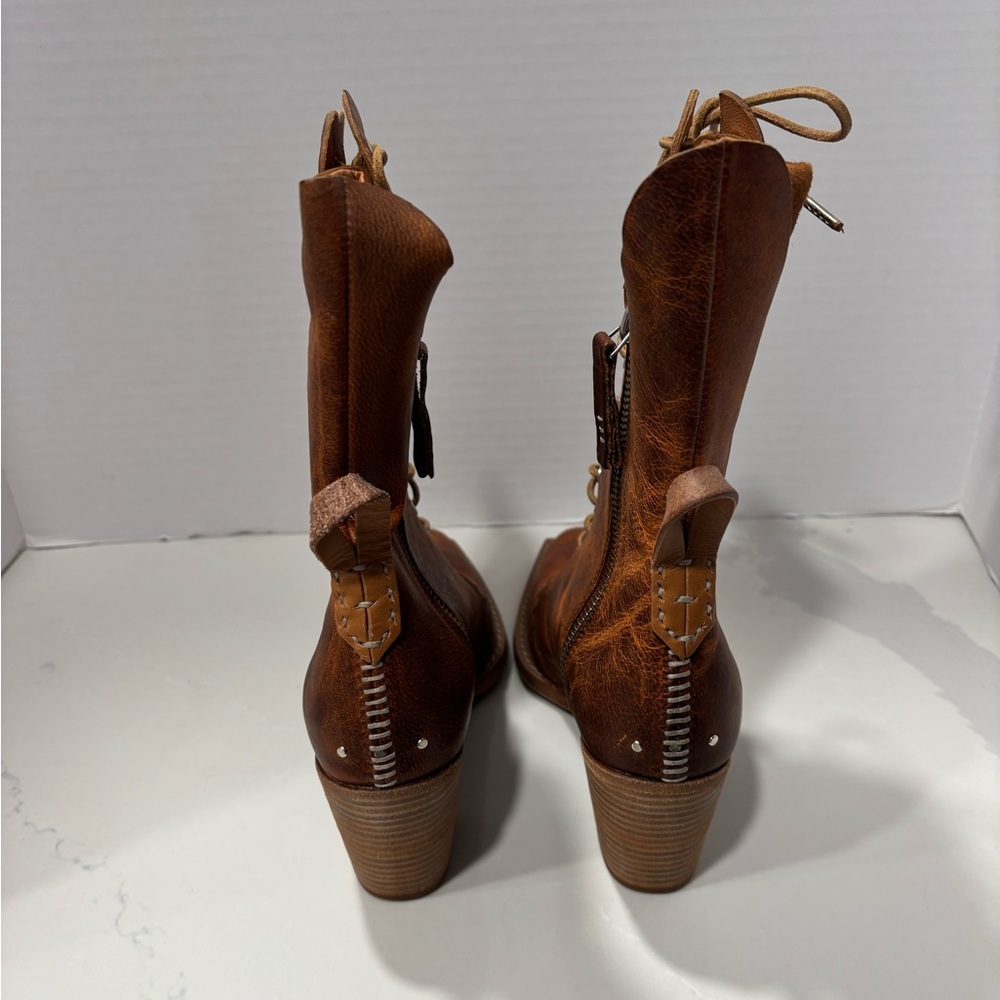 We The Free Canyon Lace-Up Boots in Whiskey Square Toe Zipper Size 36 - Picture 5 of 10